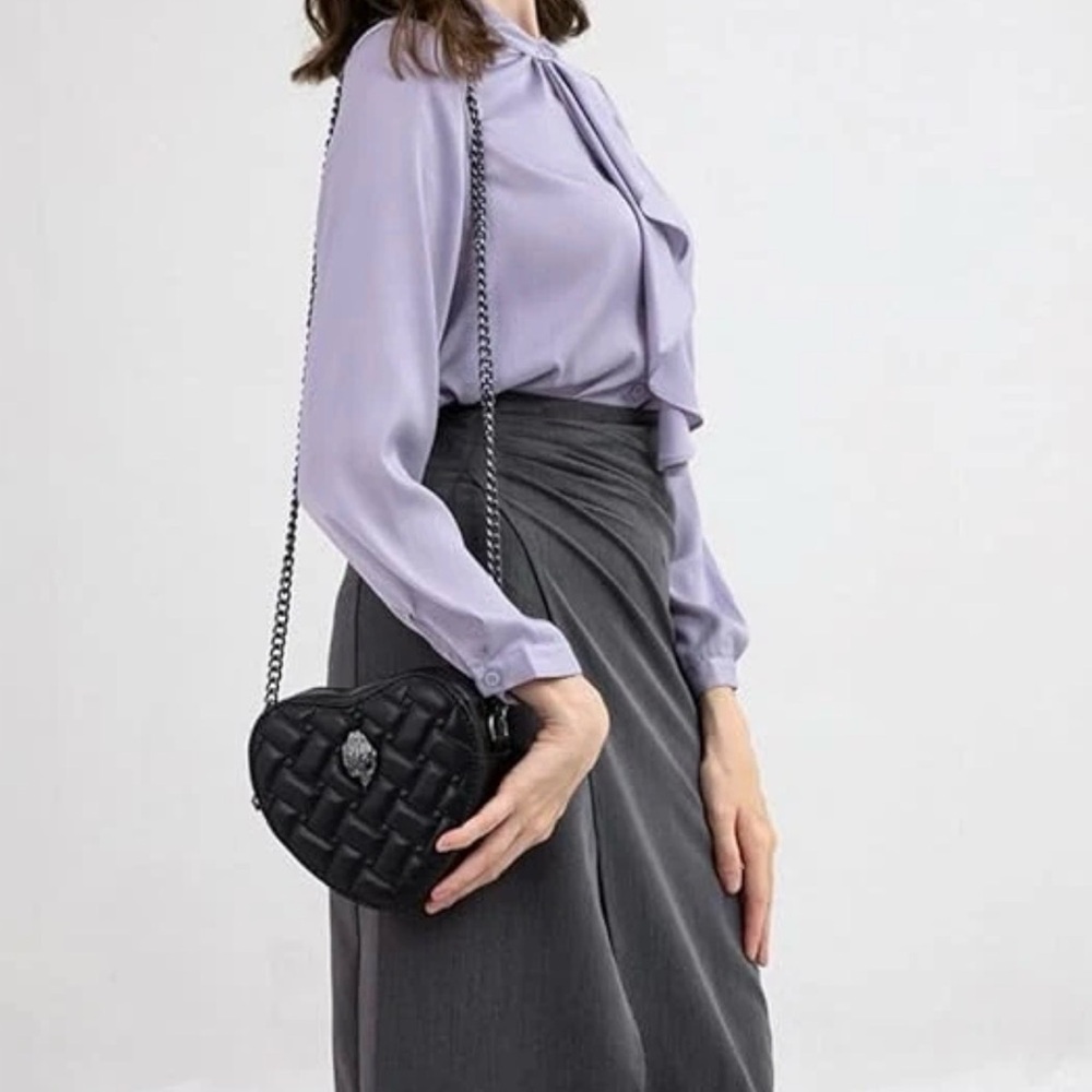 Kurt Geiger Black Quilted Heart Crossbody Bag BRAND NEW - Picture 9 of 12